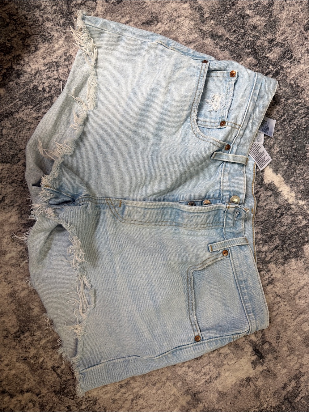 Levi's Light Blue Distressed Denim Cutoff Shorts